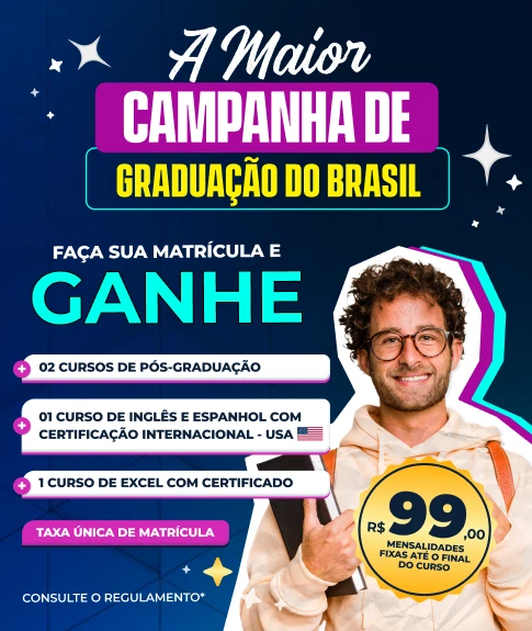 Graduação EAD Início imediato + 4 Cursos de Pós Grátis + 5 Cursos Livres Grátis + Matrícula Grátis